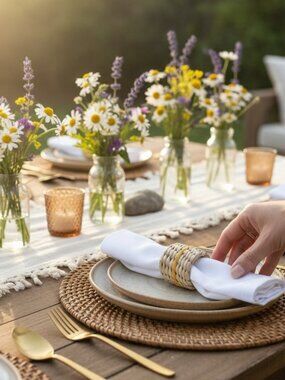 NEW Wicker Ratan Napkin Ring Holders 6 Piece Bohemian Cottagecore Neutral Decor